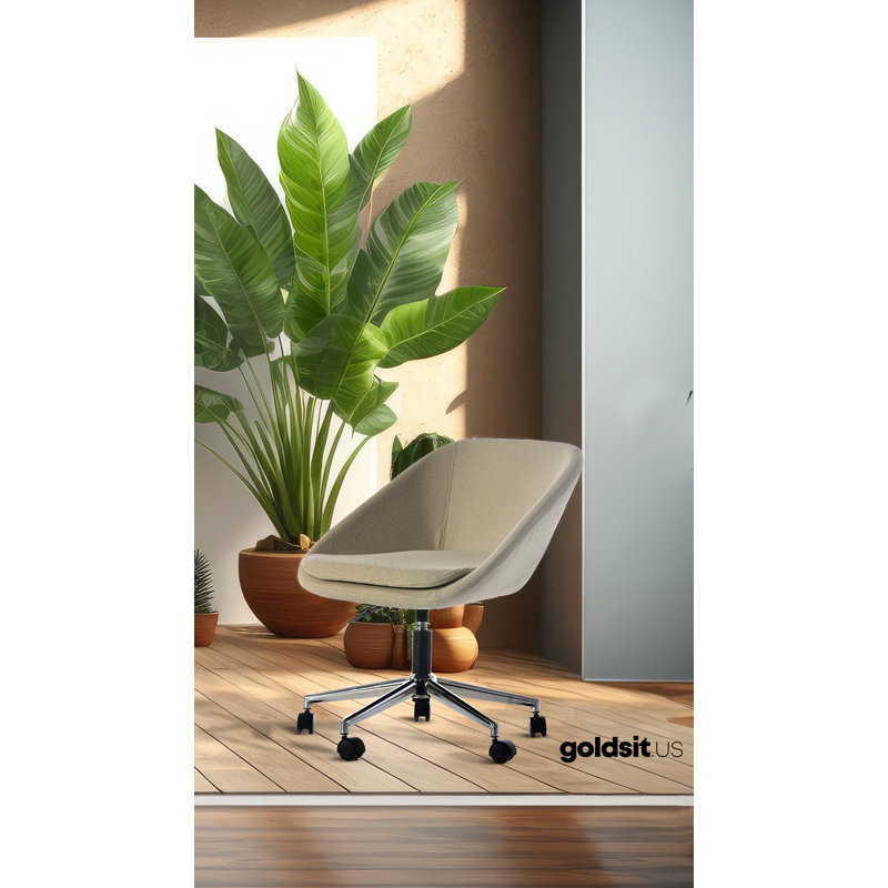 Chaise de bureau en polyester Klementina, Beige