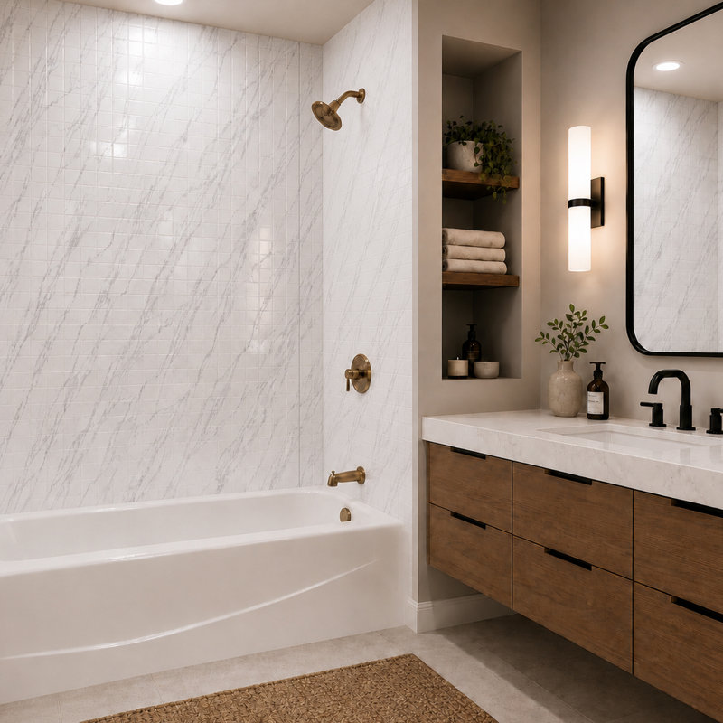 Aloha - MirroFlex - Panneaux muraux de baignoire et douche, Marble