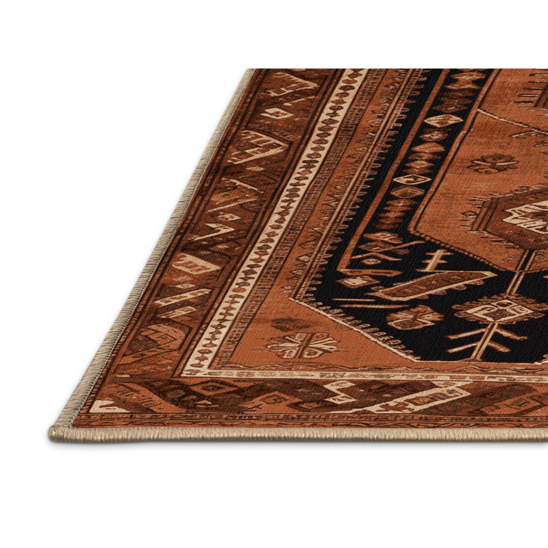 Machine Washable Turkish Brown Area Rug, Square 3'
