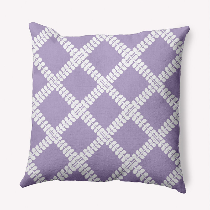Coussin décoratif intérieur / extérieur Botanical Blooms, H 16 po x l 16 po, Lilas géométrique