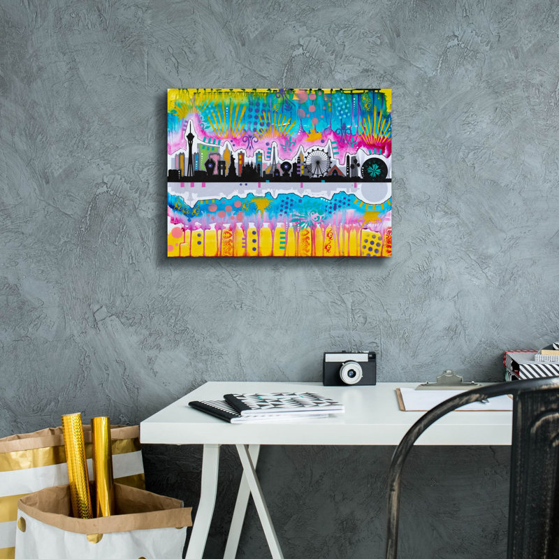 «Las Vegas Skyline» par Dean Russo, art mural sur toile, H 12 po x l 16 po x P 0,75 po