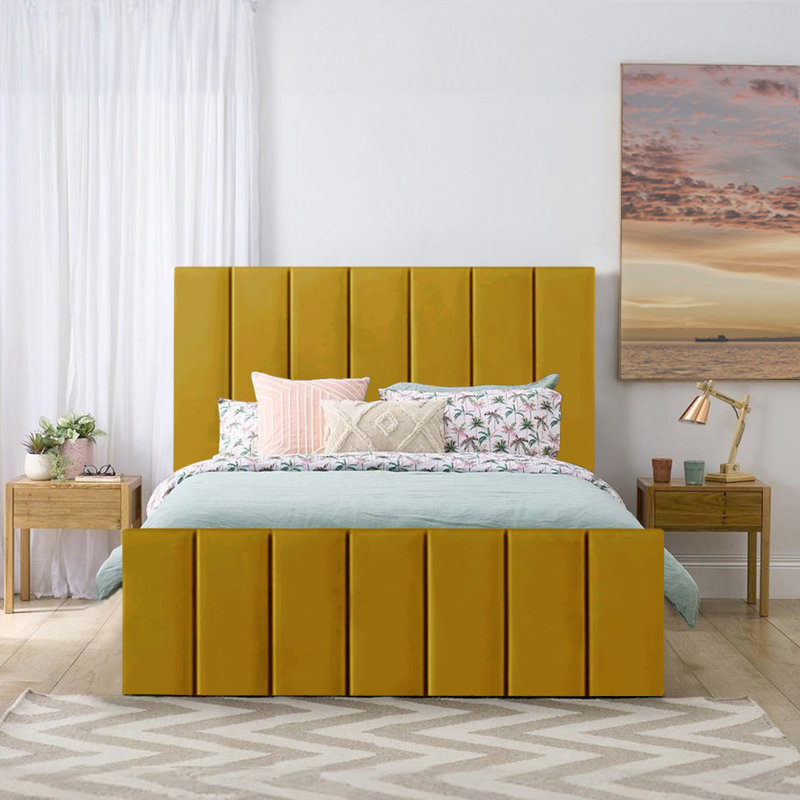 Judsonia Upholstered Ottoman Storage Bed, UK Double - DE 135 x 190 cm, Turmeric