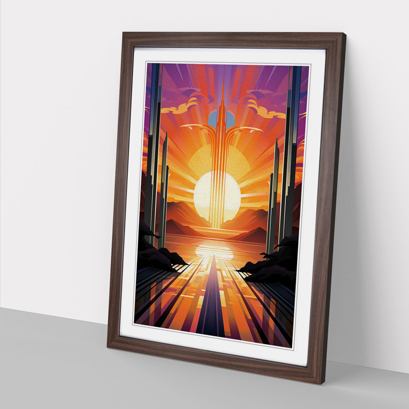 Single Picture Frame Print on Wood, Walnut Framed, 64cm H x 46cm W