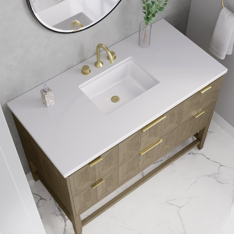 Emmeline 48'' W Single Vanity, White Zeus, 8" Widespread