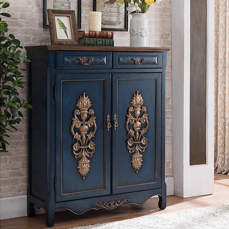 American vintage shoe cabinet side cabinet, Blue
