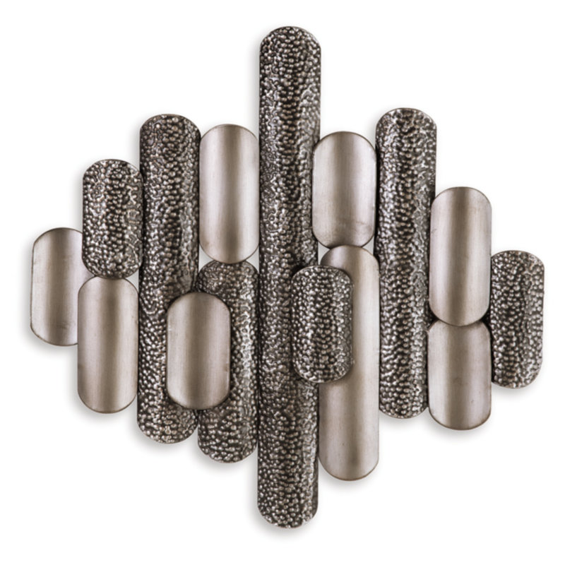 Large Geometric Black and Champagne Metal Wall Sculpture