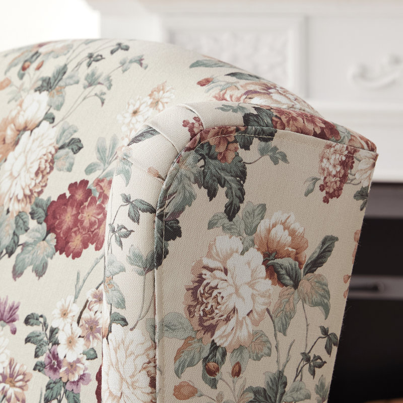 Upholstered Accent Chair, Red Floral