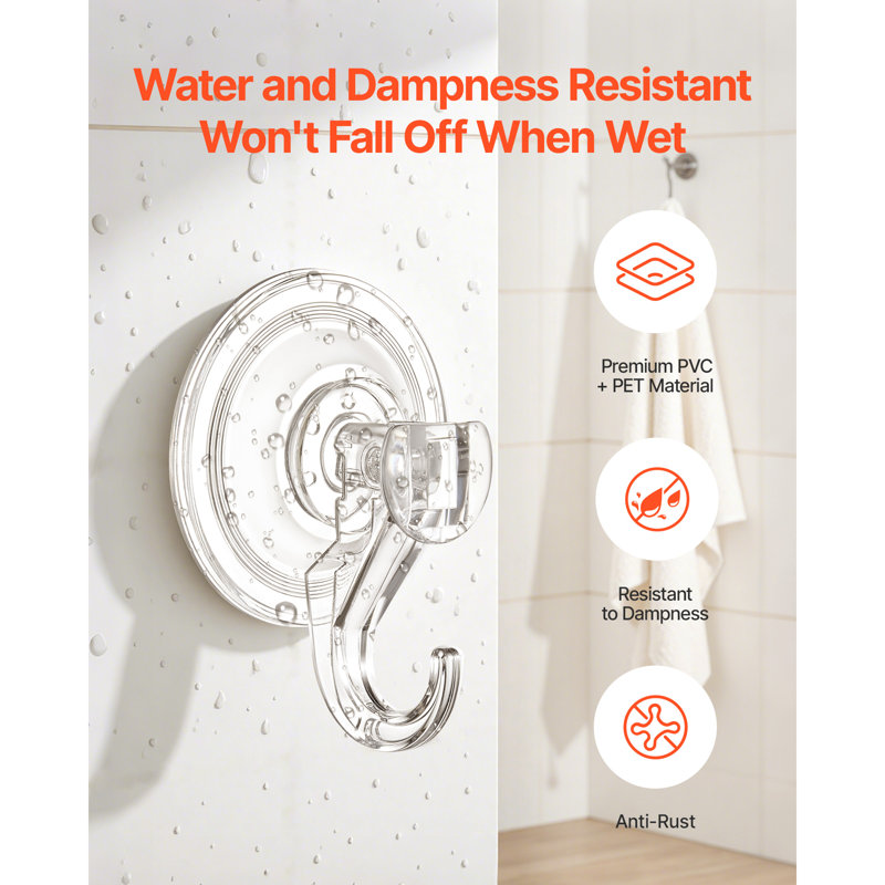 Suction Cup Hooks 6 Pack, 2.76 x 3.54 x 1.57 inch, 10 LBS Max Load Clear Shower Suction Cups, Strong and Reusable Heavy-Duty Wall Holder, Towel, Glass, Window, Kitchen, Bathroom, Designed for Loofah