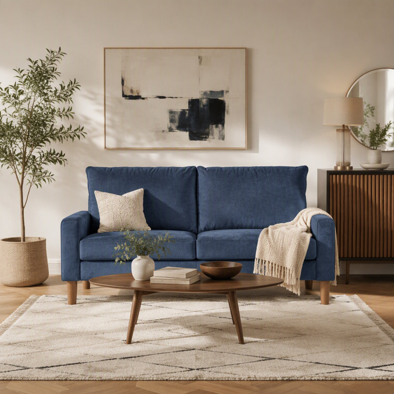 Causeuse rembourrée en velours de style moderne et minimaliste, canapé compact à 2 places à ressorts hélicoïdaux pour salon