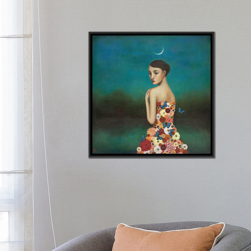 « reflective nature », impression carrée sur toile tendue, H 26 po x l 26 po x P 1,5 po, Toile avec cadre noir, Pas de tapis