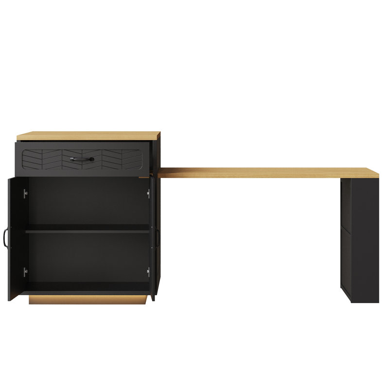 Wood Kitchen Island, Black