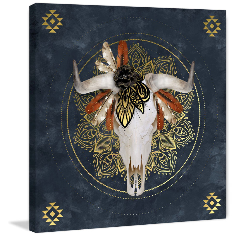 Skull Emblem - Wrapped Canvas Print, 46cm H x 46cm W x 4cm D