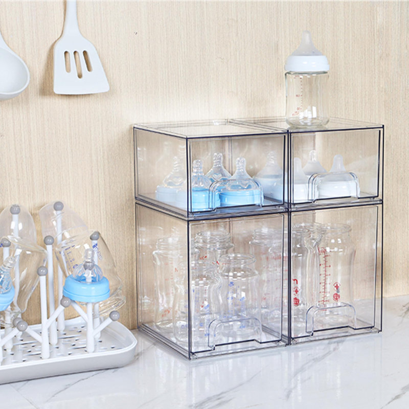 4 Pack Clear Stackable Storage Drawers
