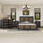 4-Pieces Bedroom Sets, Queen Size Farmhouse Platform Bed with Wooden Strip Stickers Decoration, Storage Nightstand and Dresser with Metal Handle-195133306