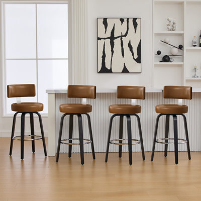 Swivel Upholstered Stool With T-Shaped Backrest