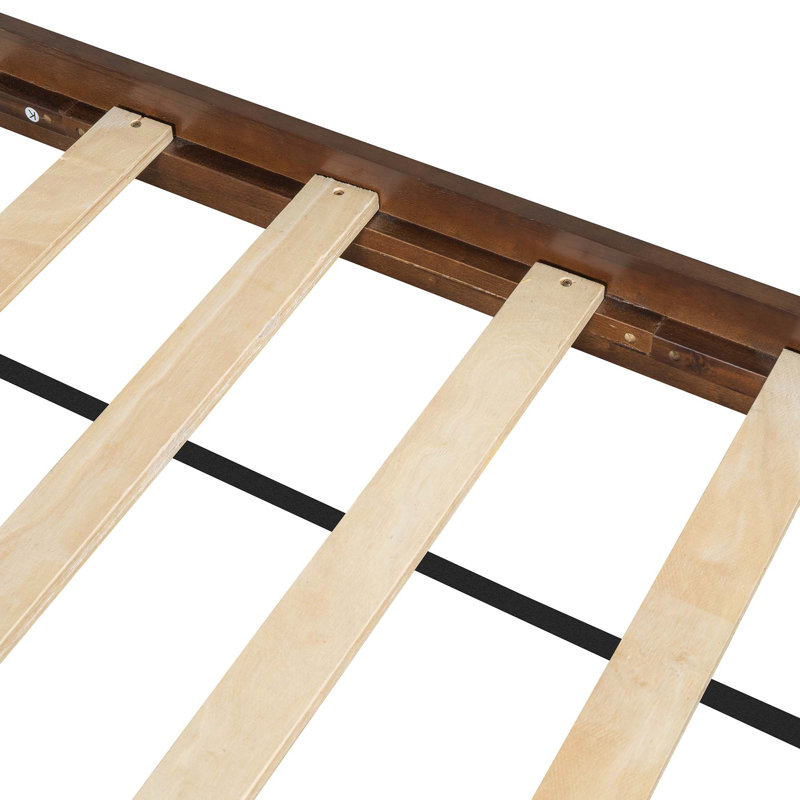 Mid-Century Modern Platform Bed Wood Slat Support With No Box Spring Needed, King