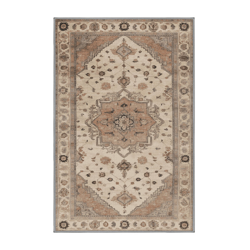 Tapis gris Afyon lavable à la machine, Rectangle 2 pi x 3 pi