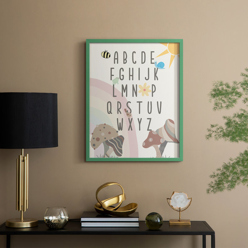 «Garden Magic Alphabet», reproduction encadrée - bois massif, H 30 po x l 24 po, Vert