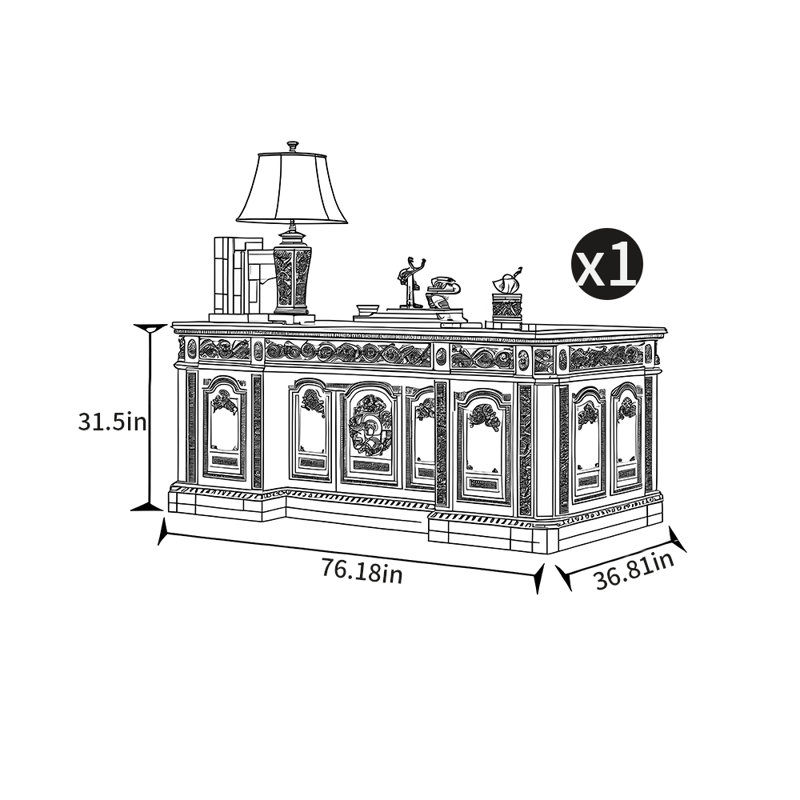 Bureau sculpté de style américain