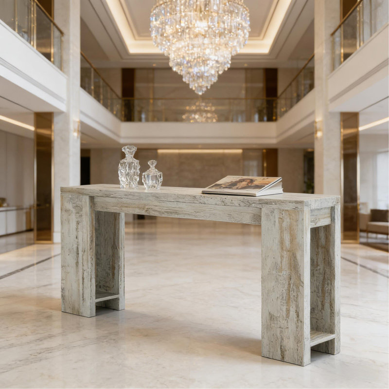 Table d'entrée en bois, console, table basse, Blanc, White, Blanc