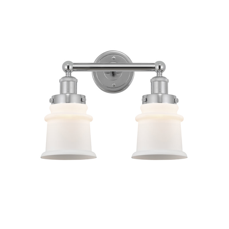 Petit meuble-lavabo pour salle de bain 2 lumières Cailen de la collection Edison, Blanc mat, Chrome poli
