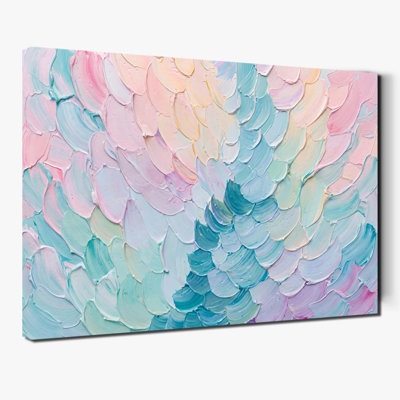 Pastel rose sarcelle mauve abstrait nuage texturé empâtement peinture à l'huile, décoration pour le salon chambre à coucher, art mural sur toile
