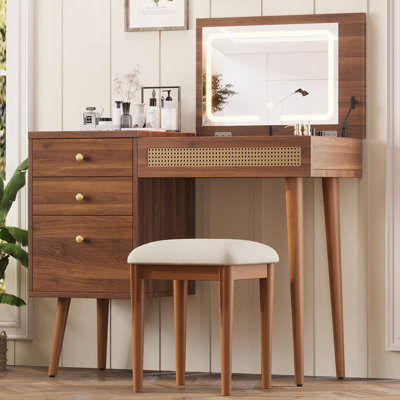 Ensemble coiffeuse 39 "rétro avec miroir DEL