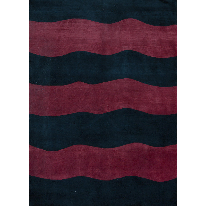 Hand-Knotted High-Quality Red and Black Area Rug