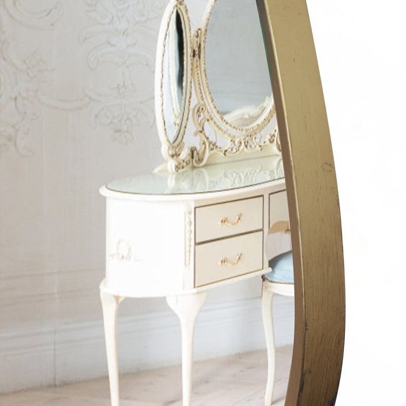 Full Length Arched Floor Mirror Metal Framed Mirror, Antique Bronze, 66.5" x 36"