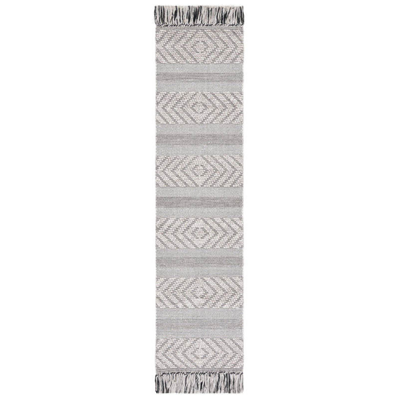 Ailiedh Vermont Flat Weave Wool/Cotton Striped Rug in Beige/Ivory, Runner 2'3" x 9'