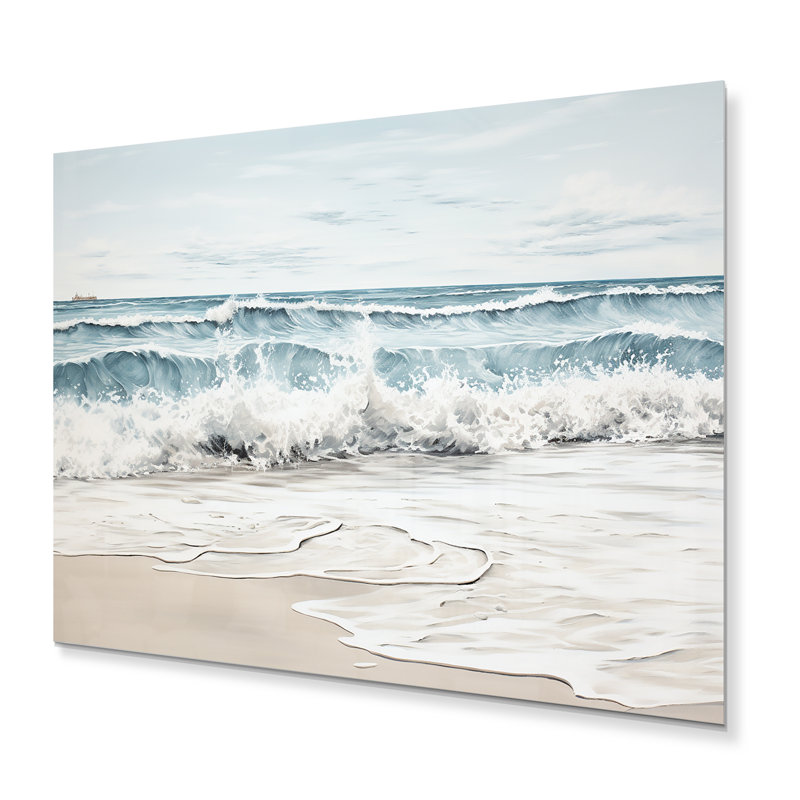 Plage minimalisme paysage III - décoration murale nautique et plage en métal, H 24 po x l 32 po
