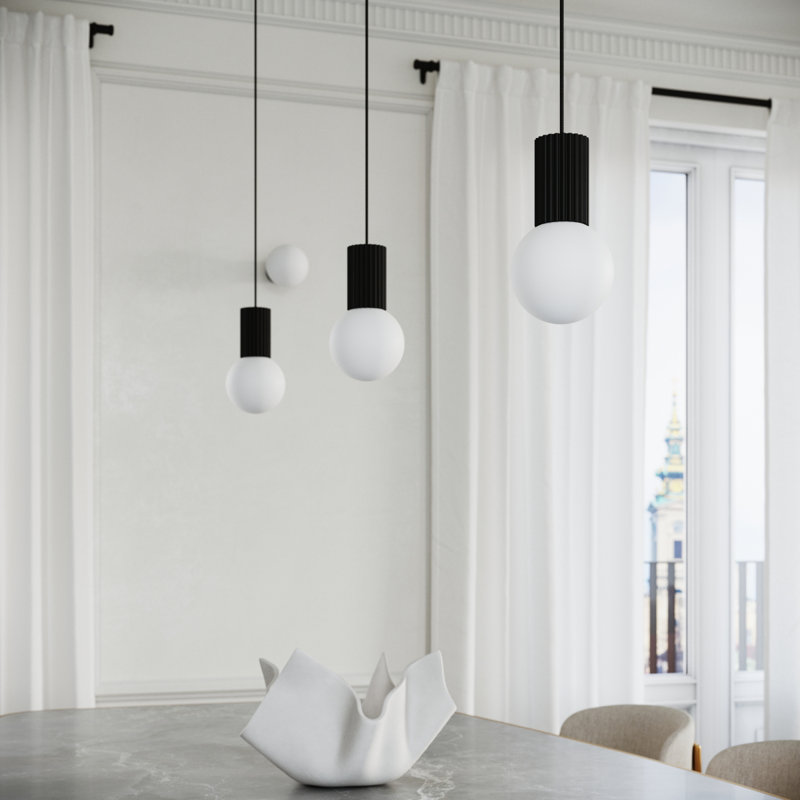 Bernis 3 - Light Brushed Nickel Pendant, Black