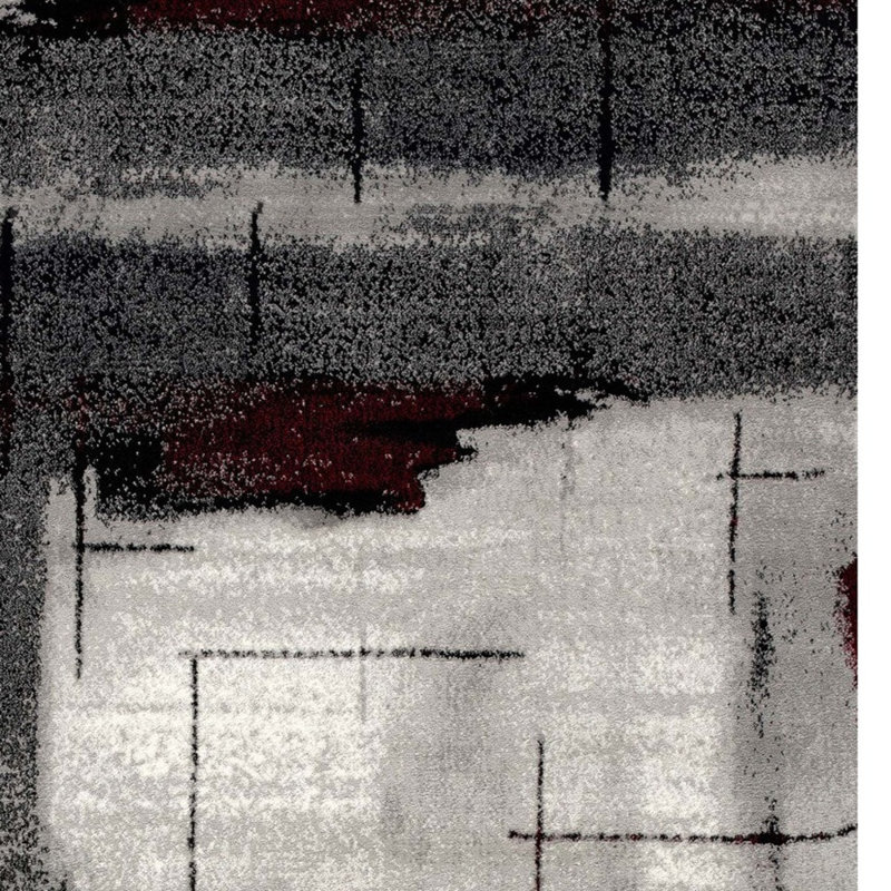 Tapis gris et rouge 2 pi x 3 pi