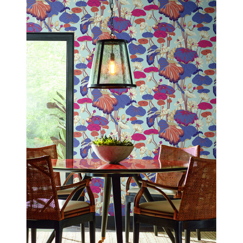 27' L x 27" W Smooth Wallpaper Roll, Purple/Pink