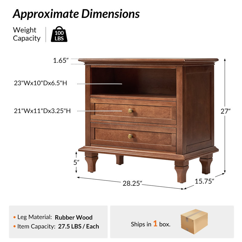 Table de bout avec 2 tiroirs Arthelia, Noyer