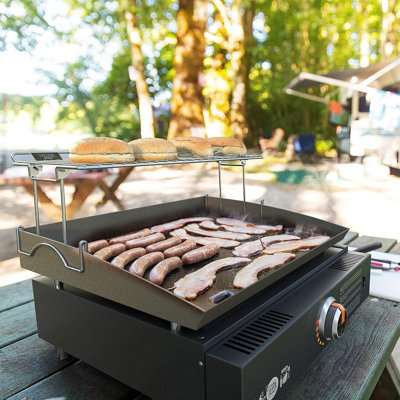 Yukon Glory 17-inch griddle warming rack, one-step clip-on, folds flat, fits 17-inch Blackstone