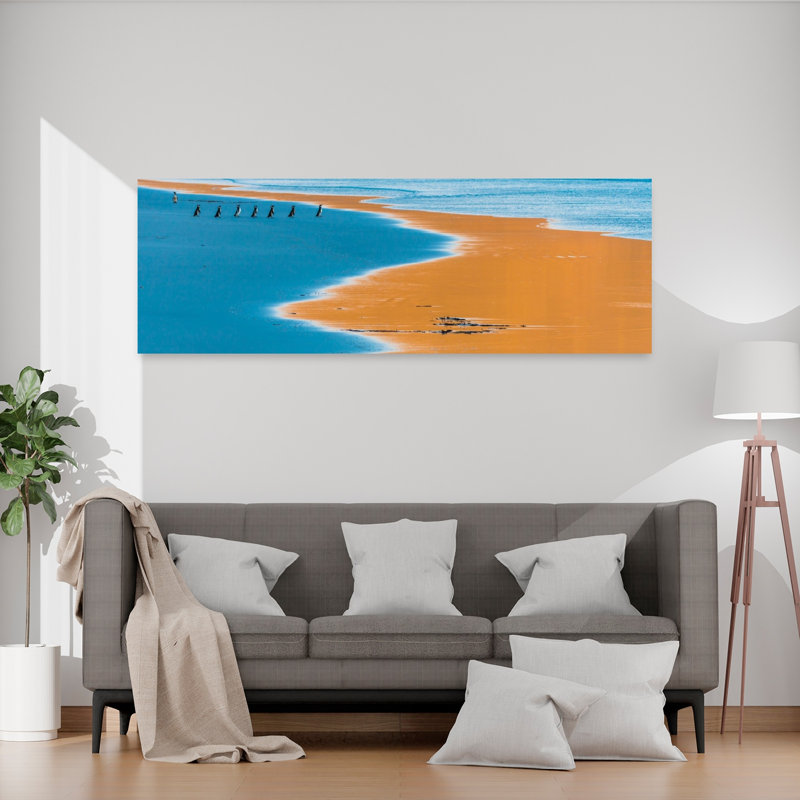 Art mural côtier Penguin Beach March Peaceful Vibrant Contemporary, H 20 po x l 60 po