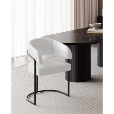 Augusta Modern Vegan Leather Upholstered Metal Dining Chair by Manhattan Comfort
