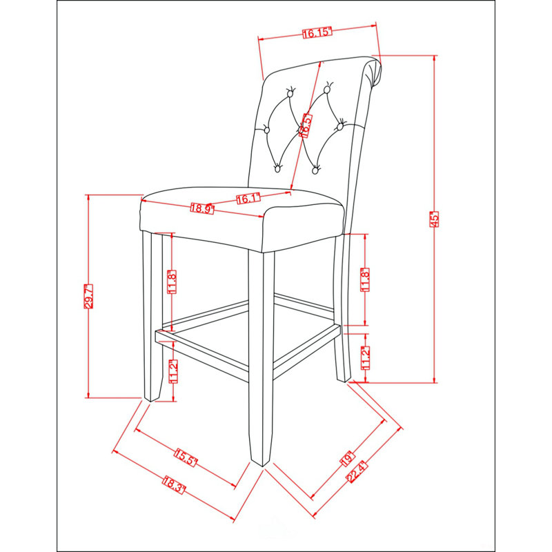 Solid Wood Tufted Asons Barstool