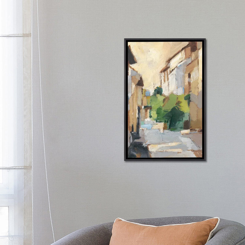 «Village Streets II» par Ethan Harper - reproduction d'art, Encadrement noir décoloré, H 26 po x l 18 po x P 1,5 po