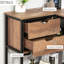 Bureau de bureau en L avec compartiments de rangement polyvalents - 2 tiroirs, cadre en acier brun et noir pour un rangement personnalisé, tiroirs et élégance industrielle noir / brun
