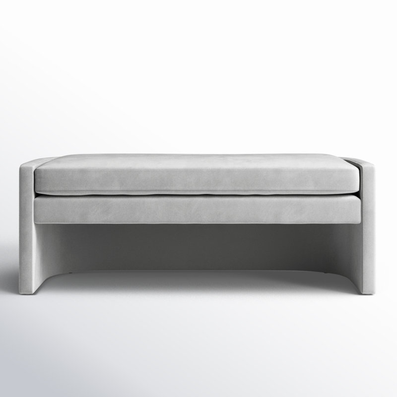 Toni Velvet Bench, Light Gray