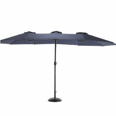 14.8 Ft Double Sided Outdoor Umbrella Rectangular Large with Crank ( Navy blue )(No Base)
