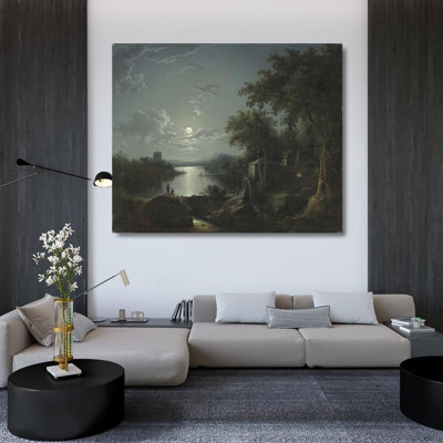 «Moonlit Fishing on the Riverbank» par Henry Pether - Art mural sur toile tendue avec châssis