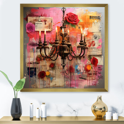 Lustre Pop Art en rose I - lustre mural