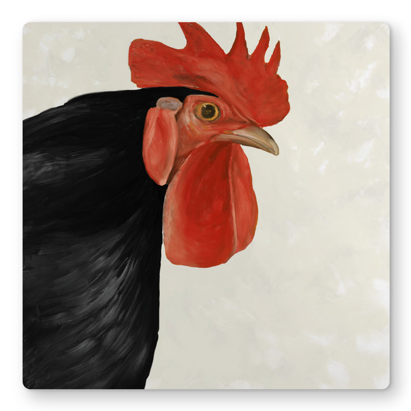 Black Hen - Kitchen Red Metal Print for Home Decor