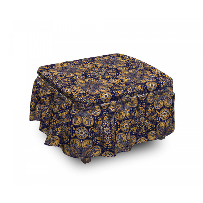 Ensemble de housse pour repose-pieds à coussin de boîte 2 pièces mandala eastern abstract flore