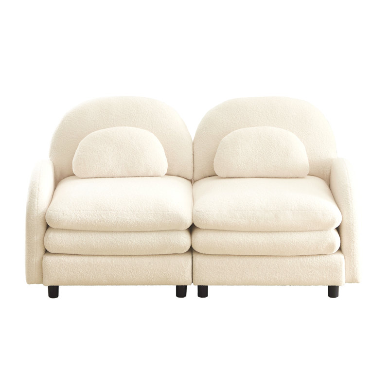 Canapé-lit Teddy, H 35,4 po x l 68,5 po x P 38,8 po, Blanc beige