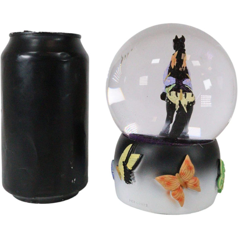 Black Beauty Butterflies Horse Resin and Glass Water Globe