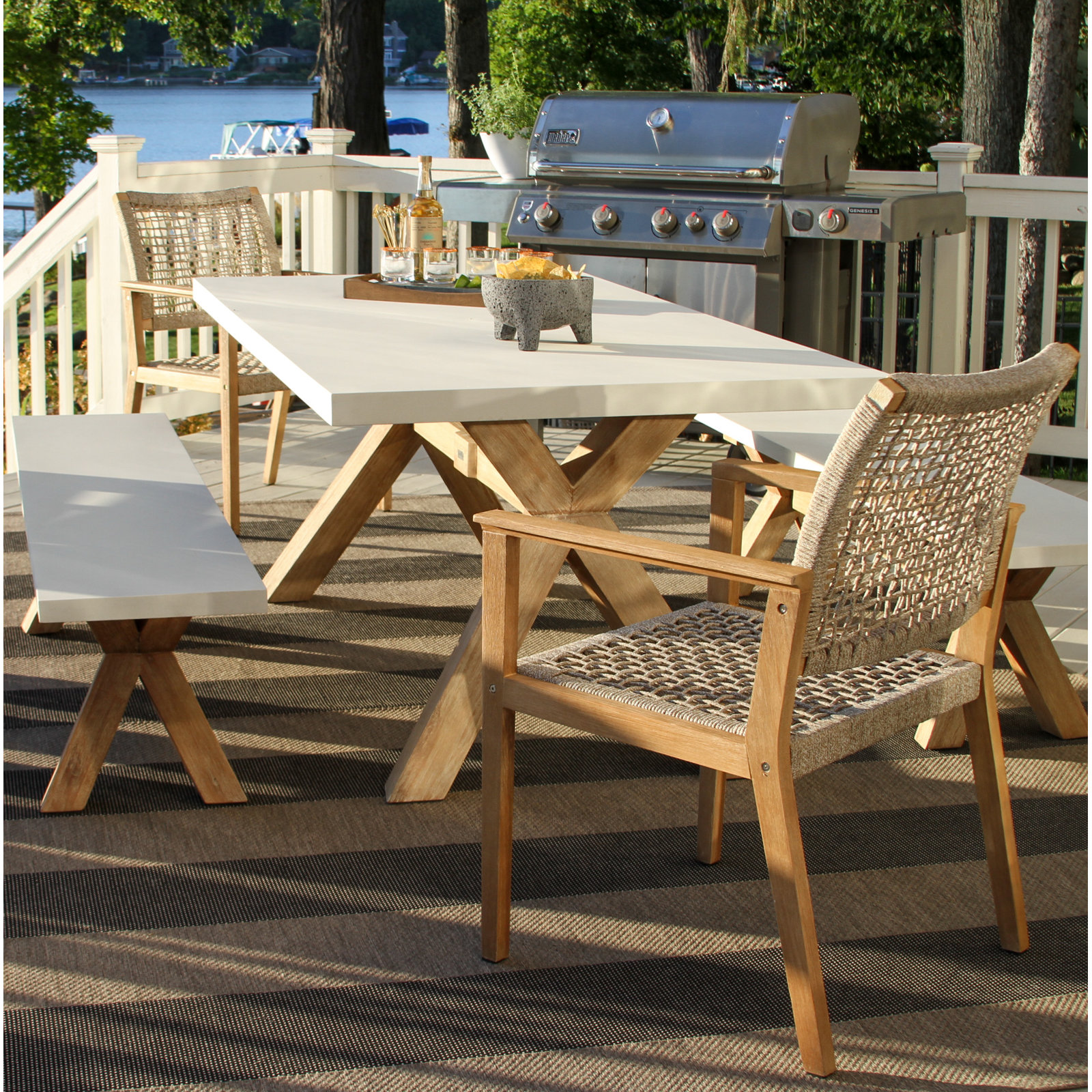 Fleur 74" Eucalyptus Patio Dining Set